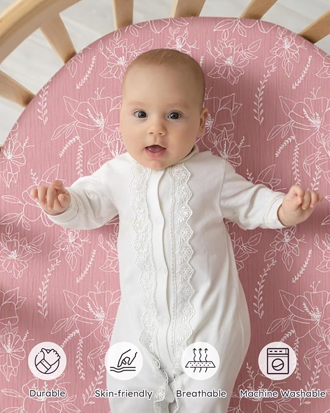 Yoofoss Muslin Baby Bassinet Sheets Boys Girls, Organic Fitted Bassinet Mattress Sheets Compatible with Halo Bassinest Swivel Sleeper,Baby Delight, Angelbliss, Soft, Breathable, Durable