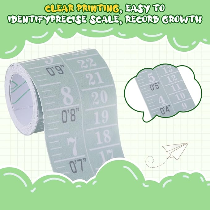 Tatuo 1 Pcs Growth Chart Wall Labels Height Indicator Tape Ruler Growth Chart Decor Height Indicator Adhesive Ruler for Home Room Measuring (Green)