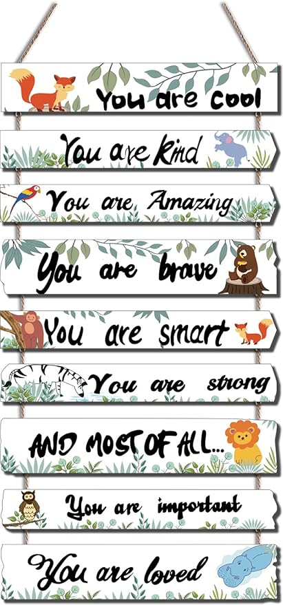 Woodland Nursery Room Decor for Baby Bedroom - Jungle Safari Animal Theme Wall Decor for Toddler Boy or Girl - Colorful Elephant Giraffe Lion Forest Wall Art Decorations
