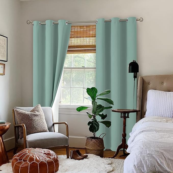 BGment Living Room Curtains 84 Inch Long, Thermal Insulated Blackout Panels for Bedroom, 2 Set Soundproof Window Drapes, Each 42 Inch Wide, Frosty Green