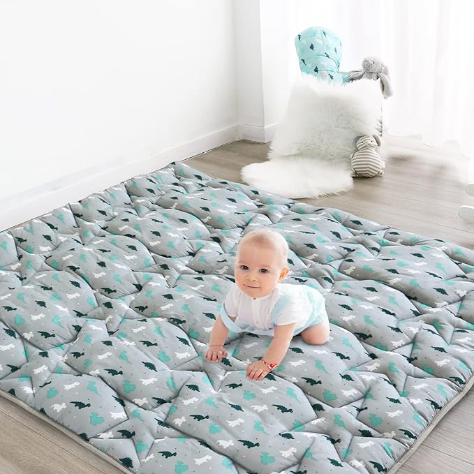 SPRINGSPIRIT Baby Play Mat, 59x59 Infant Play Mat for Playpen, Thicken Baby Mat for Floor, Non-Slip Washable Playmat for Babies, Toddlers, Grey