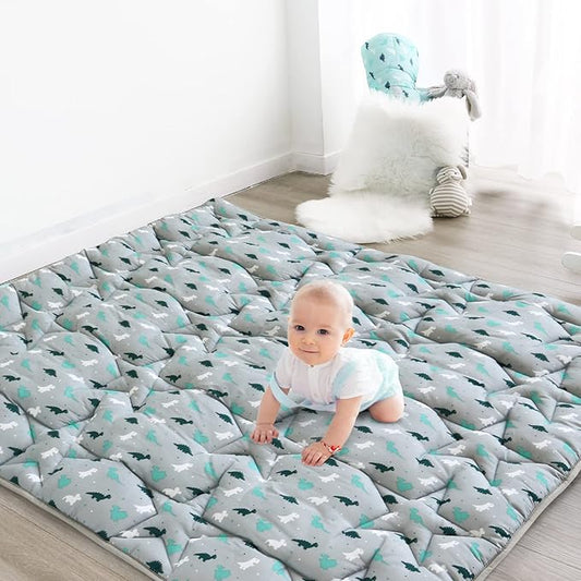 SPRINGSPIRIT Baby Play Mat, 59x59 Infant Play Mat for Playpen, Thicken Baby Mat for Floor, Non-Slip Washable Playmat for Babies, Toddlers, Grey