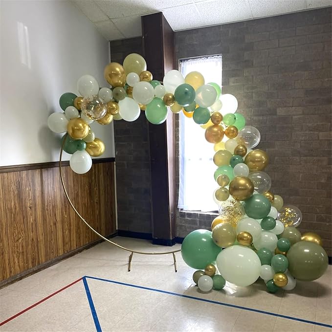 Sage Green Balloons Set, 60Pcs 12 Inch Olive Macaron Pastel Green Balloons with Metallic Confetti Gold Jungle Latex Balloon for Birthday Party Woodland Safari Baby Bridal Shower Decorations Supplies