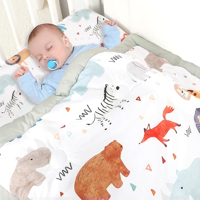 Baby Crib Bedding Set for Girls Boys, Soft Bedding Set with Comfort, Crib Skrit, Crib Sheet, Infant & Toddler Nursery Bed Set, Animal