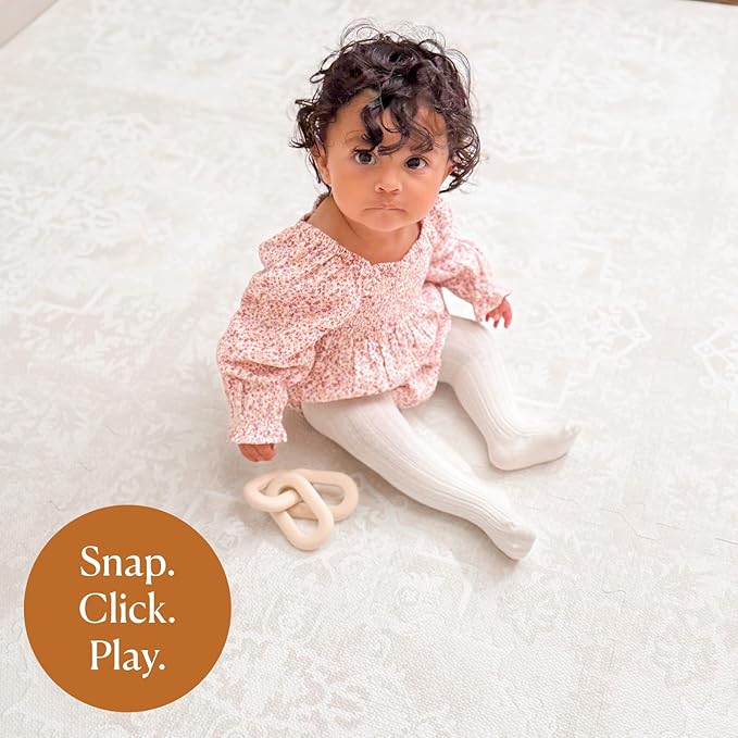 Toddlekind Playmat - Premium Foam Playmat 4 x 6 feet 6 Tile Extra Thick Foam Floor Puzzle Mat for Babies/Toddlers Stylish Non-Toxic Odorless. Perfect for Tummy Time Crawling and Play. 0m+ (off white)