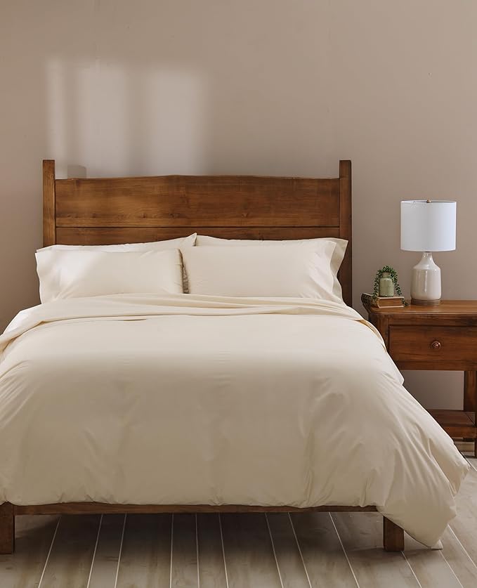 Cuddledown Katahdin Undyed Organic Comforter Cover | 100% Organic Cotton | Sustainably Grown | Percale Weave | Oeko-TEX Standard 100 | Natural | 68" x 86" | Twin
