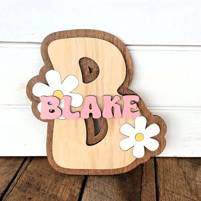 Chillever - Personalized Name Sign For Nursery, Custom Wooden Name Sign, Baby Letter Decor, Exquisite Nursery Decor and Wall Art for Girl or Boy Room, Baby Letter Room Decorations
