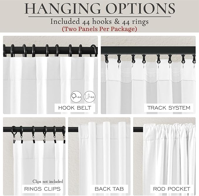 Pure White Blackout Curtains 60 Inches Extra Wide Modern Linen 84 Inch Length for Living Room, Boho Pleated Farmhouse Bedroom Large Window Thermal Heavy Drapes for Winter 60"W x 84"L 2 Panels
