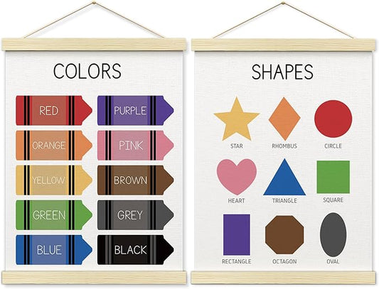 BONETAT Nursery Color Days of the Week Poster for Kids,Educational Toddler Learning Posters for Playroom Wall Art,Preschool Shapes Colors Chart for Classroom & Homeschool - A01