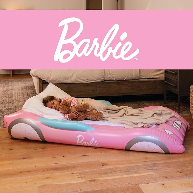 Barbie & FUNBOY Kids Sleepover Travel Bed & Air Mattress. Perfect for Sleepovers. Includes Carrying Storage Bag, Twin