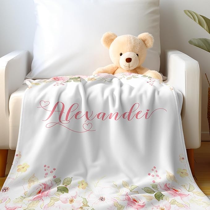 Ship Next Day, Personalized Baby Blankets - Printed in USA, Custom Name Blanket, Baby Blanket with Name, Ultra-Soft Cozy Fleece Blankets, Gifts for Baby Newborn Toddlers Boys & Girls Kids