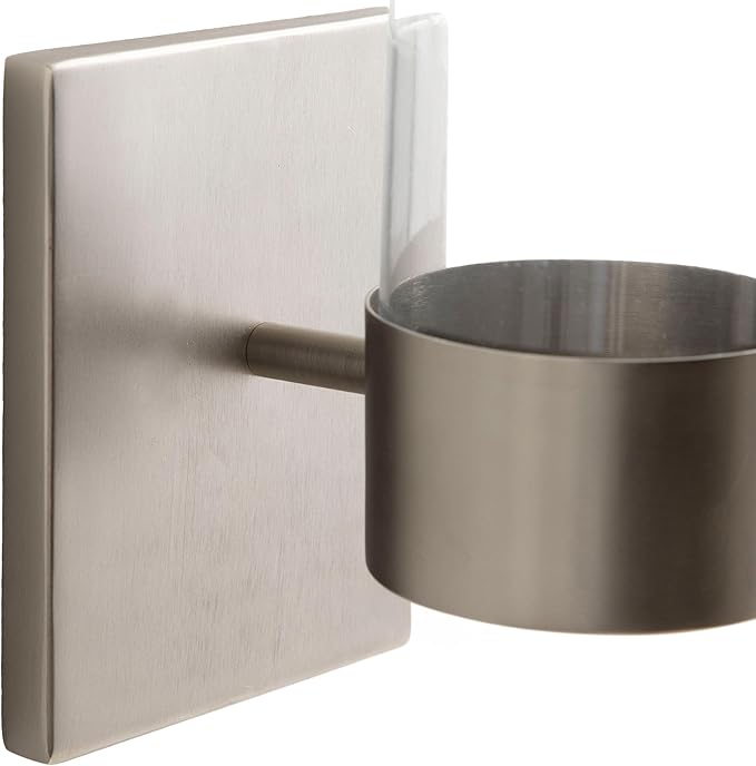 Kate and Laurel Zabler Modern Metal Wall Sconce, 5 x 6 x 10, Antique Nickel, Round Candle Holder with Removable Glass Cylinder for Flameless Candle Display in Bedroom or Bathroom