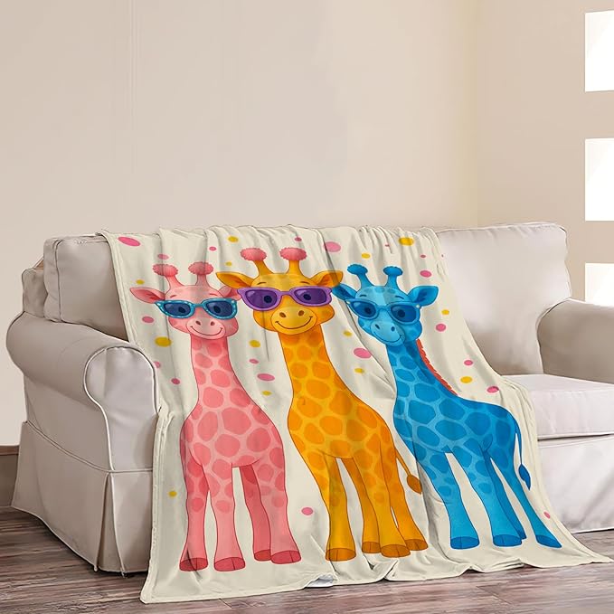 Giraffe Blanket Cute Cartoon Giraffe Throw Blanket Soft Cozy Fleece Fuzzy Plush Warm Stuff Animal Bedding Nursery Toddler Baby Blankets Gifts for Boys Girls Kids Adult Men Women 40"X50"