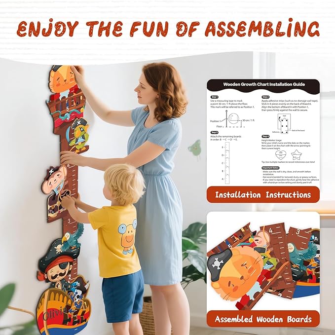 Personalized Name Kids Growth Chart Wall, Ship Wooden Height Chart for Kids, Height Measurement for Wall Kids Room Nursery Wall Decor