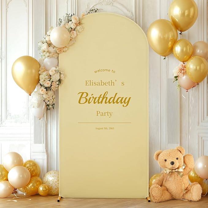 Khaki Arch Backdrop Cover 6FT Spandex Fitted Wedding Arch Stand Covers Round Top Chiara Arch Covers Stretchy Backdrop for Birthday Party Ceremony Banquet Decoration