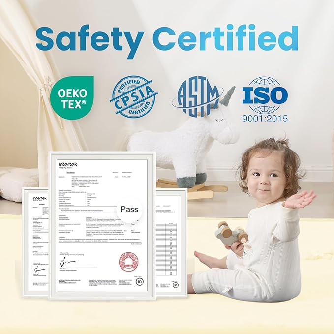 1.3" Thick Foam Baby Play Mat Extra Large 79x158, Basic Padded Plush Tummy Time Crawling Mat, Non-Slip Support Area Rug for Playroom Nursey Living Room (Ivory)