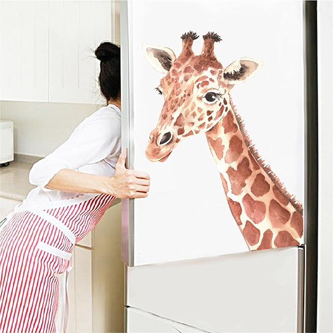 ROFARSO Lifelike Lovely Cute Giraffe Animal Vinyl Wall Stickers Removable Wall Decals Art Decorations Decor for Nursery Baby Bedroom Playroom Living Room Murals
