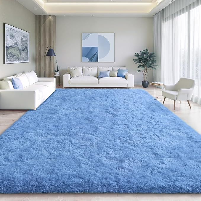 EVOIONOS 6x9 Washable Large Area Rug Living Room, Fluffy Shag Rug Bedroom, Ultra Soft Plush Non Slip Carpet Indoor Floor Bedside Nursery Kids Girls Room Dorm, Home Decor Aesthetic, Cobalt Blue‌