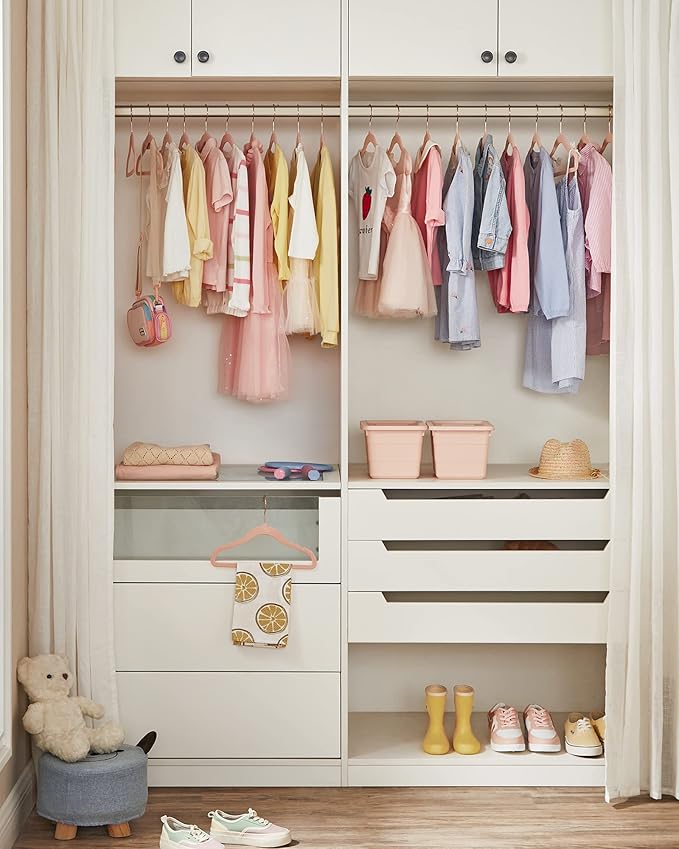 SONGMICS Baby Kids Hangers 50 Pack for Closet, 11.8 x 8.1 Inches, Rose Gold 360° Swivel Hooks, Space-Saving Clothes Velvet Hangers for Nursery, Non-Slip, Jelly Pink UCRF027P01