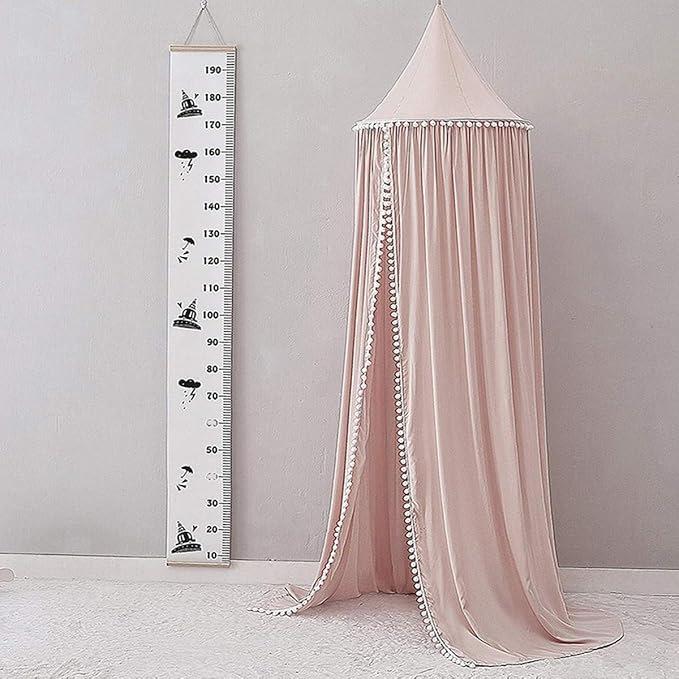 Bed Canopy, Hanging Round Dome Mosquito Net Curtains Tent Canopies Over Cute Princess Style Decoration Crib Ceiling Castle For Girls Baby Kids Boys Child Nursery Bedroom Reading (Pink)
