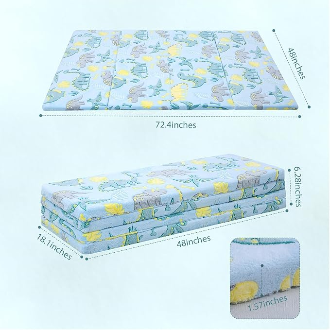 MeMoreCool Kids Floor Futon Mattress, Play Mat Muscle Mat Large 6x4 FT, Thicken Foam Tatami Mattress for Children Play Area, Foldable Sleeping Crawling Pad for Playroom