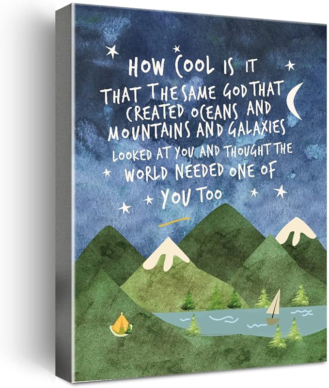 Same God Creation Wall Art,Mountain Wall Art for Nursery Toddler Boy Room Decor,Inspirational Wall Decor Christian Kids Canvas Framed Poster Print,Adoption Gifts First Communion Gifts for Boys