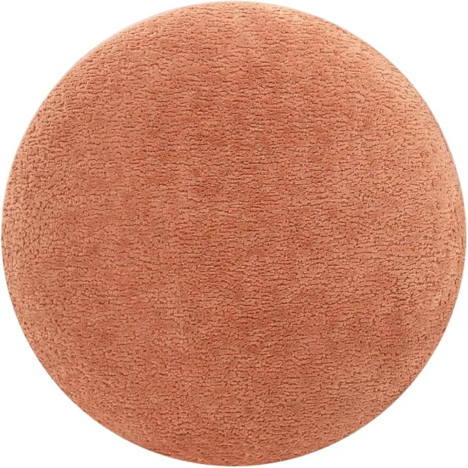 Jennifer Taylor Home Fuji 15" Mushroom Footstool Ottoman in Spice Orange Fleeced Teddy