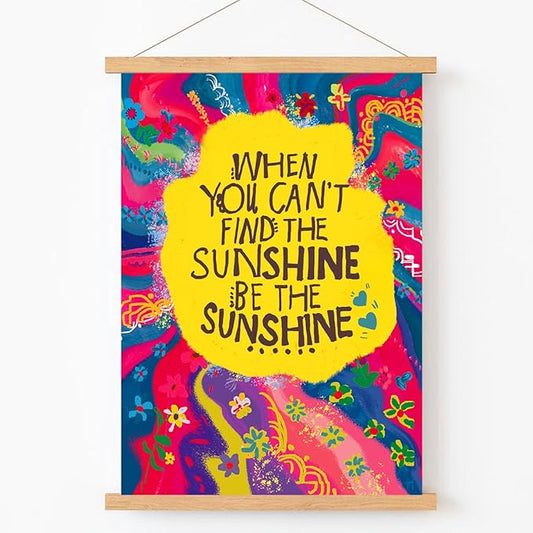 Qswo Inspirational Quotes Wall Decor,Be The Sunshine Positive Wall Art Poster Hanger Frame,Motivational Hanging Canvas Wall Decor for Women Girl Room Home Office