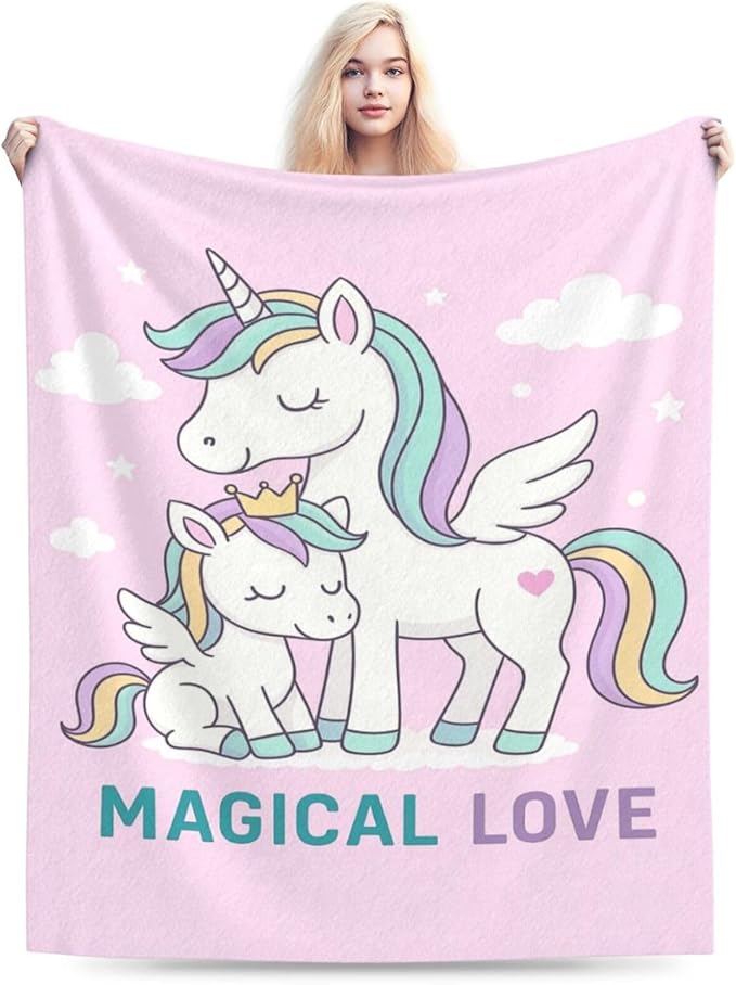 Unicorn Blanket Cute Unicorn Throw Blanket Magical Love Soft Cozy Fleece Fuzzy Stuffed Plush Flannel Animal Gifts for Girls Women Boys Kids Adults 40''x50''