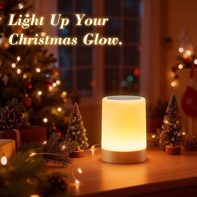 Auxmir LED Night Light Bedside Lamp Touch and Remote Control Dimmable Tabletop 13 Colors Changing 5 Brightness Adjustable Rechargeable Portable Lamp for Baby Kids Bedroom Living Room Outdoor Camping