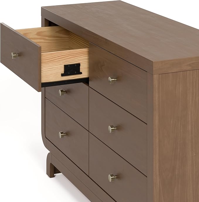 Storkcraft Santorini 6 Drawer Double Dresser (Hazelnut) - GREENGUARD Gold Certified, Interlocking Drawer System, Dresser Drawer Organizer for Kids Bedroom