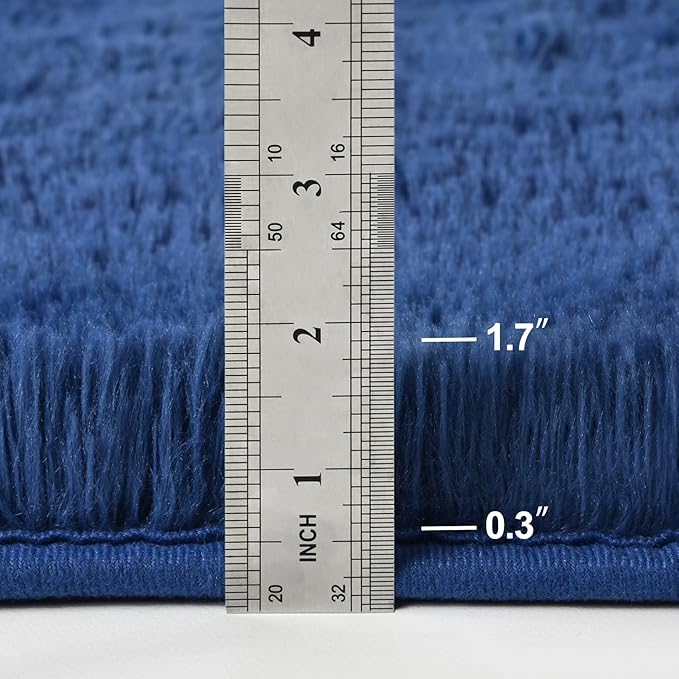 Large Shag Area Rugs 9 x 12, Plush Fuzzy Rugs for Living Room, Ultra Soft Fluffy Furry Rug for Bedroom, Indoor Carpet Nursery Rugs for Kids Room Home Decor, Navy Blue