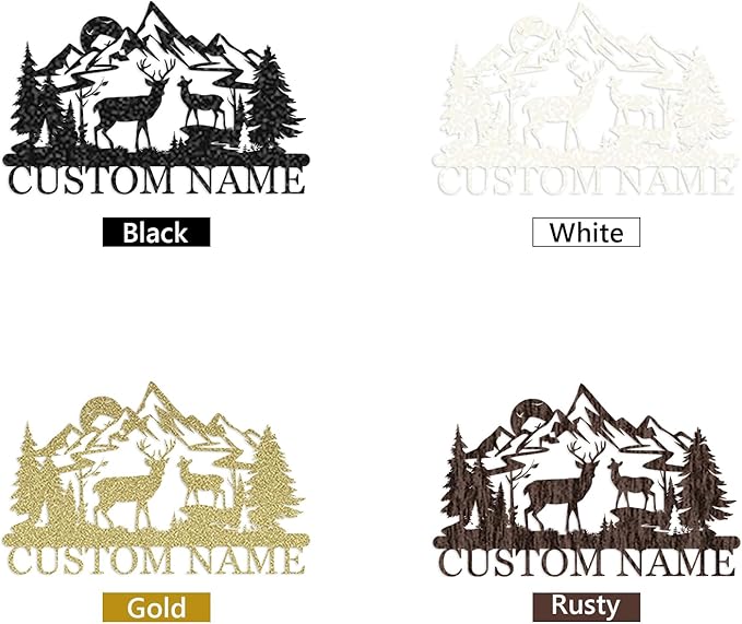 Personalized Camping Signs | Custom Metal Name Sign | Personalized Deer Metal Cabin Sign | Mountain Wall Decor | Custom Signs Outdoor Metal | Deer Hunter Gift | Cabin Sign | Porch Sign