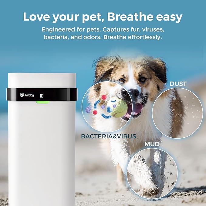 Airdog Air Purifier for Home Pets Air Filters Covers Up to 1614 Ft² TPA Technology Filter with Air Quality Display,Quiet Air Cleaner with Washable Filter,Remove Dust Smoke Odor,Smart Control