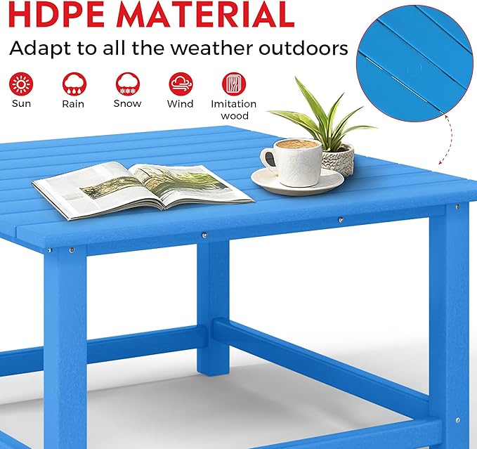 Costaelm Outdoor Kids Table, Toddler Dinner Table Baby Desk Outdoor Childrens Party Tables for Arts & Crafts, Snack Time, Multi-Activity Desk for Ages 2-8 in Classroom/Outside, Pacific Blue