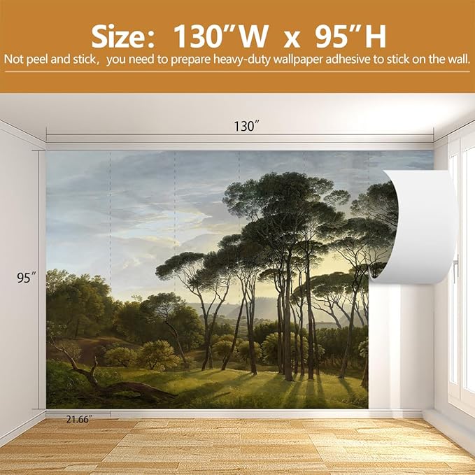 Vintage Scenery Wallpaper Forest Landscape Wall Mural for Living Room Bedroom（Not Peel and Stick）