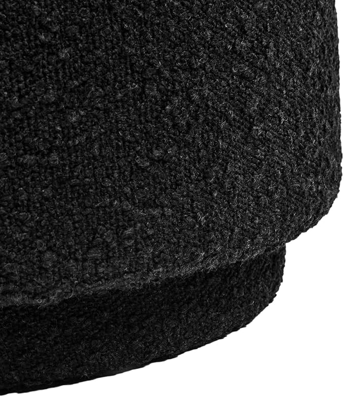 Jennifer Taylor Home Fuji 15" Mushroom Footstool Ottoman Modern, Ebony Black Boucle