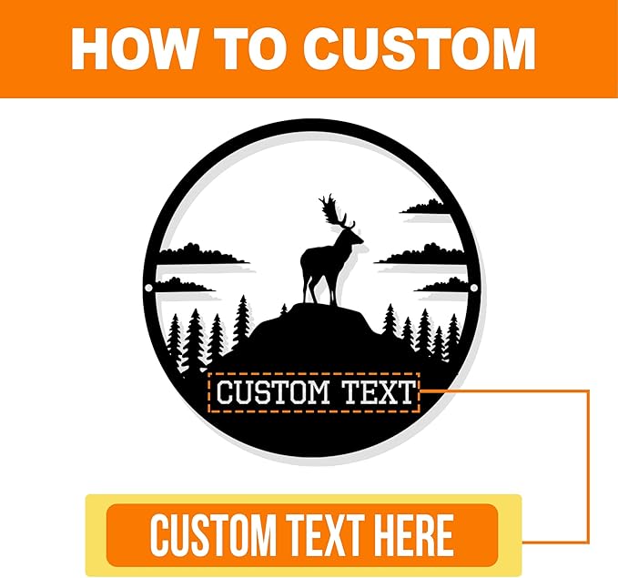 Personalized Deer Metal Cabin Sign, Custom Signs Outdoor Metal, Deer Hunter Gift, Cabin Decor, Porch Sign