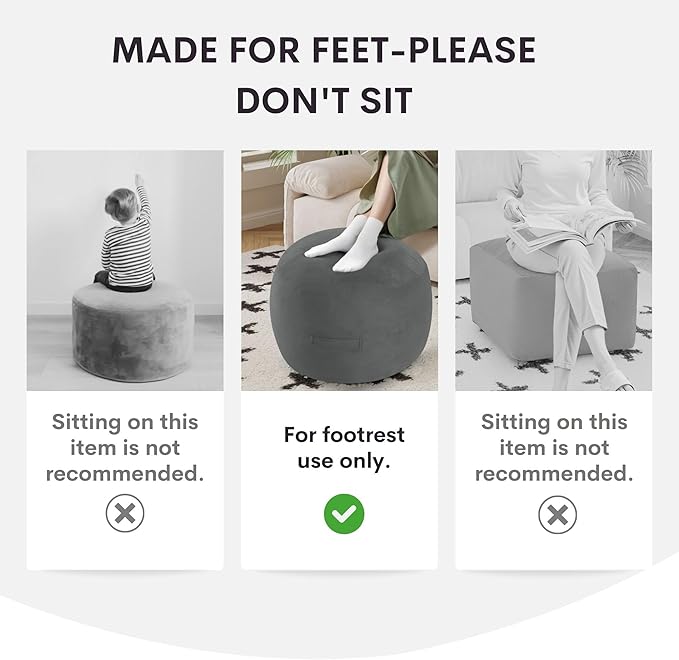 MeMoreCool Round Stuffed Pouf Ottoman Foot Rest, Floor Pouf Foot Stool with Soft Foam Chunk Filling, Small Round Ottoman Footstool Circle Footrest for Living Room, Light Grey