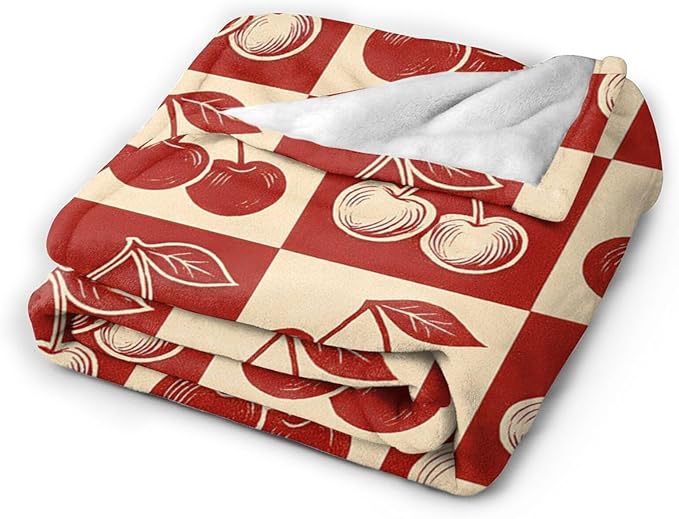 Cherry Fleece Blanket Cherry Throw Blanket Soft Cozy Fuzzy Plush Warm Stuff Bedding Blankets Gifts for Boys Girls Kids Adult Men Women 40"X50"