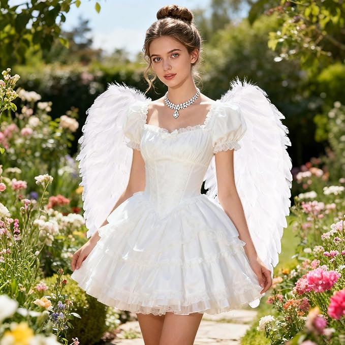 THARAHT Feather Angel Wings with Adjustable Elastic Strap Suitable for Photography Role Playin