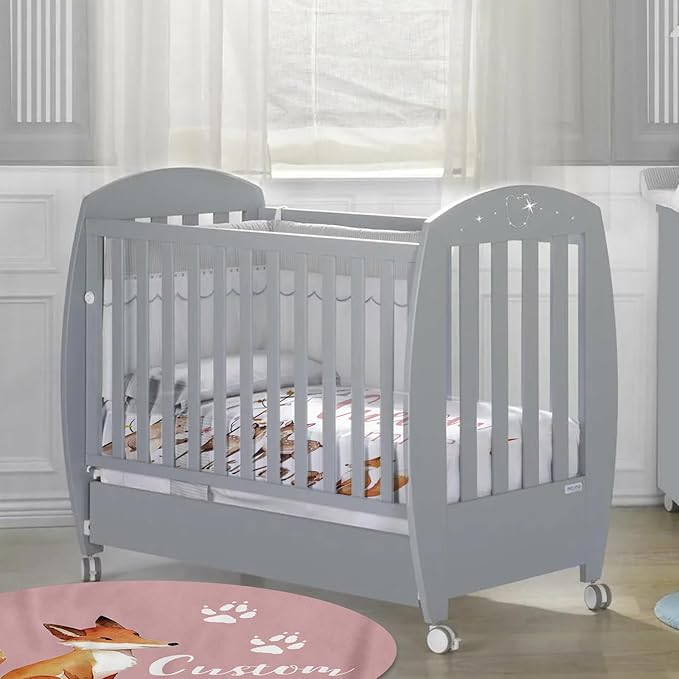 Custom Baby Crib Bedding Set - Fox Sika Deer Design Personalized Name Baby Nursery Bedding 3 Pcs Set - Chic Soft Blanket, Fitted Sheet, Room Rug for Newborns Boys Girls Gifts