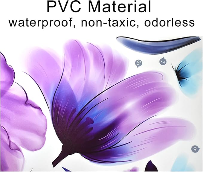 Tulip Wall Decals Flower and Colorful Butterfly Wall Sticker Purple Floral Art Wall Clings 25.2x35.43inch Removable DIY Vinyl Stickers for Living Room Bedroom TV Sofa Background Decoration
