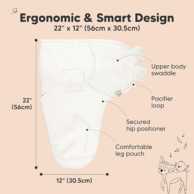 KeaBabies 3-Pack Organic Baby Swaddle Sleep Sacks - Swaddles for Newborns, Infant 0-3 Months, Baby Girls, Boys, Soft & Snug Newborn Sleep Sack, Nursery Swaddling Blankets (Soft White)