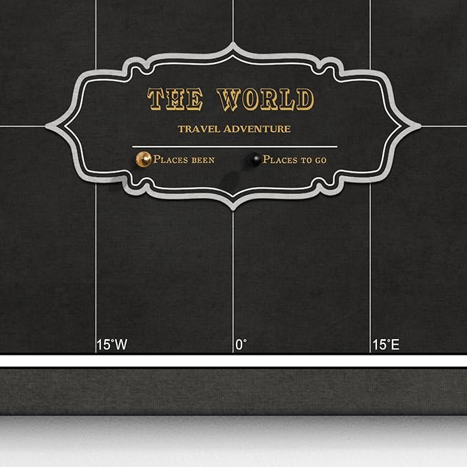 Canvas World Map with Cork Pin Board - English Lettering - Decorative Wall Decoration for All Rooms - Canvas Pictures with World Map Motif (150x100 cm, Pattern 6)