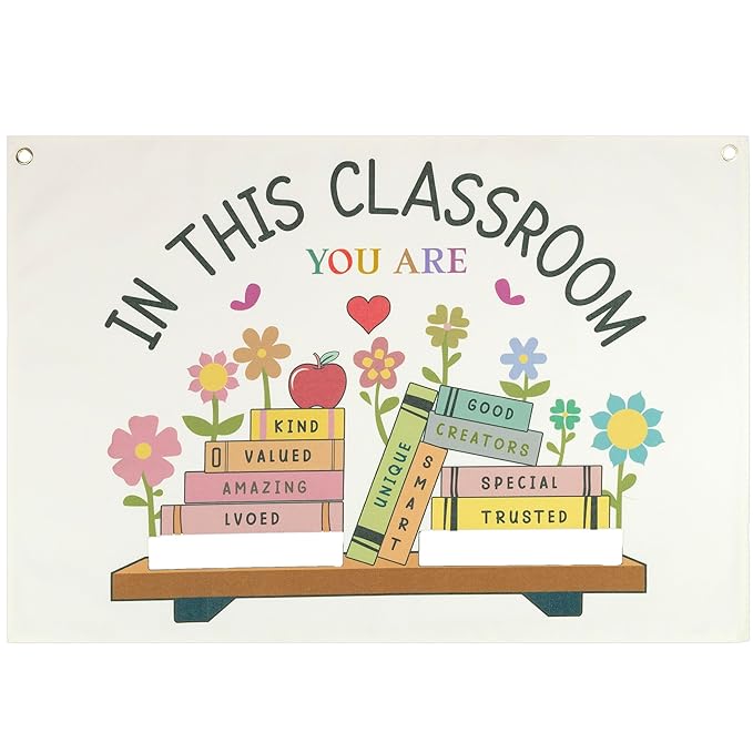 Classroom Boho Rectangular Banner Flag Pennant Wall Art Decor Gift for Teacher Boy Girl Kids Teen,Classroom Homeschool Kindergarten Decor Decor-Back to School Birthday Christmas Gift