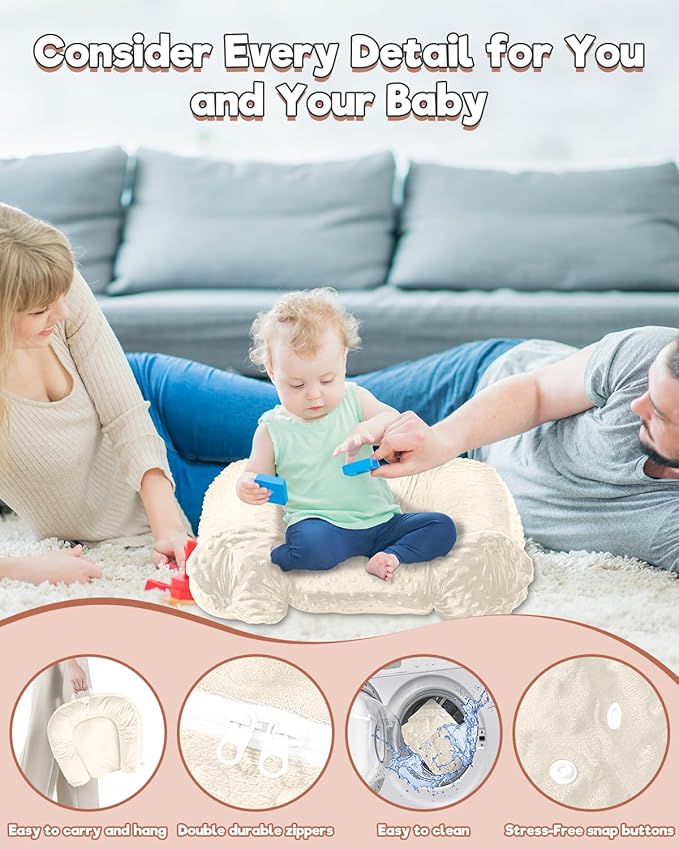 Baby Lounger Pillow : 2-in-1 Infant Lounger for Newborn 0-48 Months, Portable Tummy Time Mat for Home and Travel, Breathable & Soft Baby Seat for Baby, Babies Essentials Gifts
