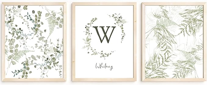 Personalized Name Flower Nursery Wall Art Prints, Crib & Nursery décor, Newborn Baby Girl Gift Present, Floral Baby Girl Room Pictures, Poster For Baby And Kids (3 Prints, Flower 4)