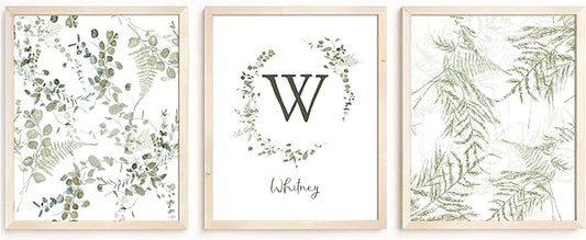 Personalized Name Flower Nursery Wall Art Prints, Crib & Nursery décor, Newborn Baby Girl Gift Present, Floral Baby Girl Room Pictures, Poster For Baby And Kids (3 Prints, Flower 4)