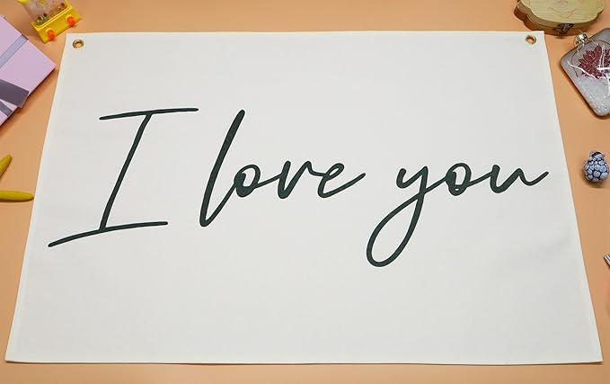 I love You Rectangular Canvas Banner-Boho Flag Wall Decor for Boy Girl Kids Friends,Nursery Babyroom Above Crib Bedroom Living Room Office-Baby Growth Stuff-Baby Shower Birthday Christmas Gift